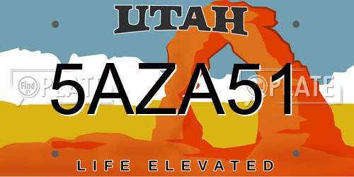 5AZA51 Utah License Plate