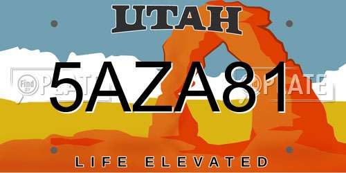 5AZA81 Utah License Plate