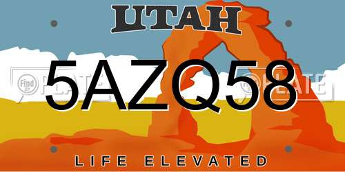 5AZQ58 Utah License Plate