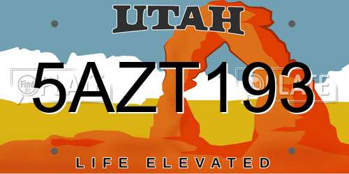 5AZT193 Utah License Plate