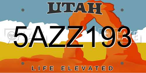5AZZ193 Utah License Plate