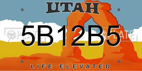 5B12B5 Utah License Plate