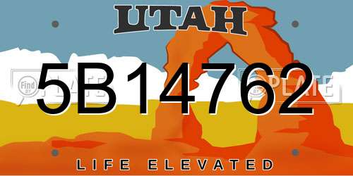 5B14762 Utah License Plate