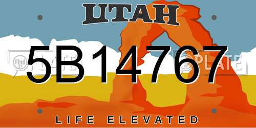 5B14767 Utah License Plate