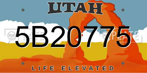 5B20775 Utah License Plate
