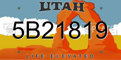 5B21819 Utah License Plate