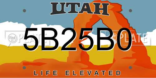 5B25B0 Utah License Plate