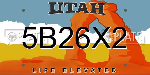 5B26X2 Utah License Plate