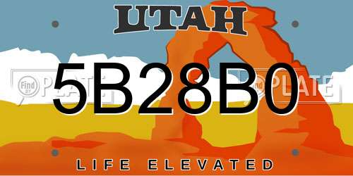 5B28B0 Utah License Plate