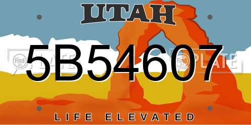 5B54607 Utah License Plate