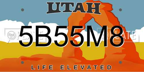 5B55M8 Utah License Plate