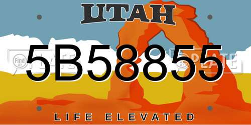 5B58855 Utah License Plate