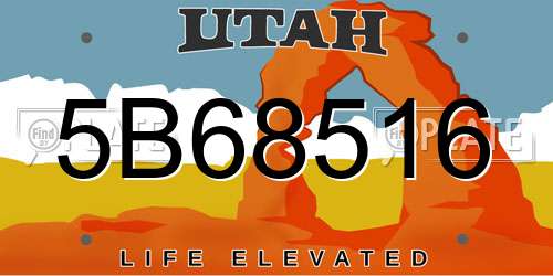 5B68516 Utah License Plate