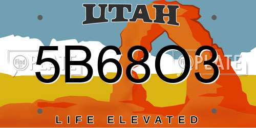 5B68O3 Utah License Plate