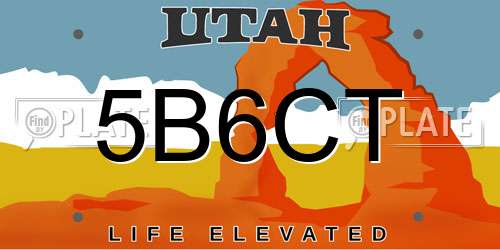 5B6CT Utah License Plate