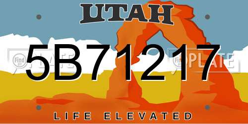 5B71217 Utah License Plate