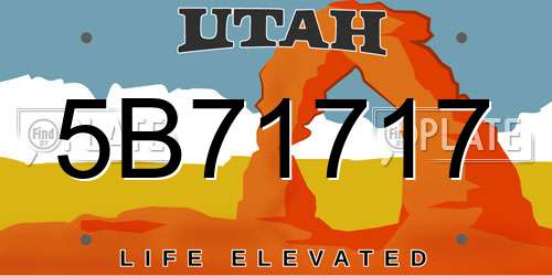 5B71717 Utah License Plate