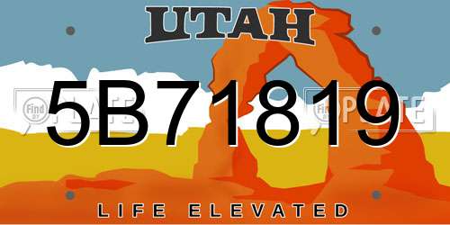 5B71819 Utah License Plate