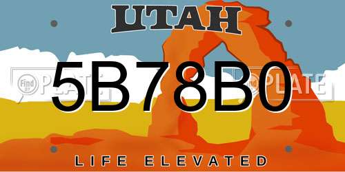5B78B0 Utah License Plate