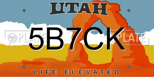 5B7CK Utah License Plate