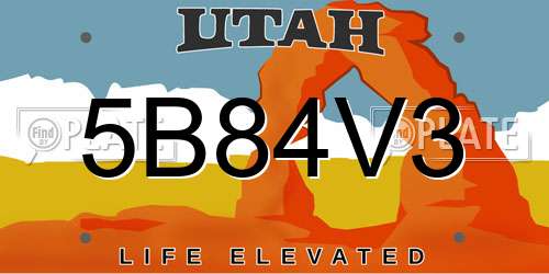 5B84V3 Utah License Plate