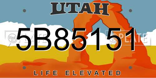 5B85151 Utah License Plate