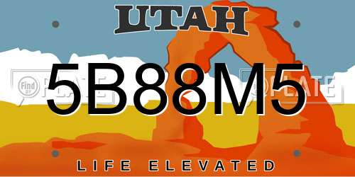 5B88M5 Utah License Plate