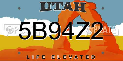 5B94Z2 Utah License Plate