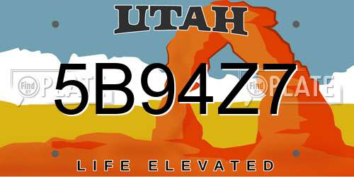 5B94Z7 Utah License Plate