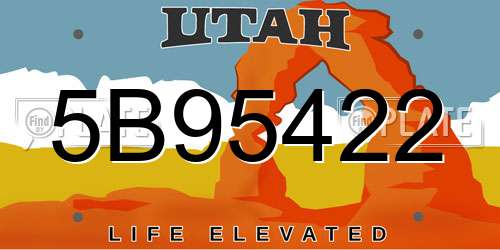 5B95422 Utah License Plate