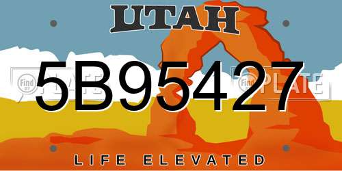 5B95427 Utah License Plate