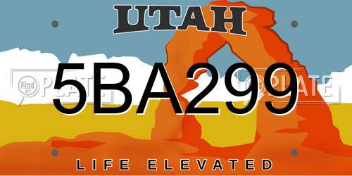 5BA299 Utah License Plate