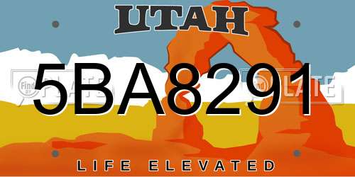 5BA8291 Utah License Plate