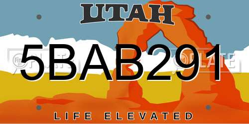 5BAB291 Utah License Plate