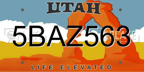 5BAZ563 Utah License Plate