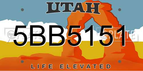 5BB5151 Utah License Plate