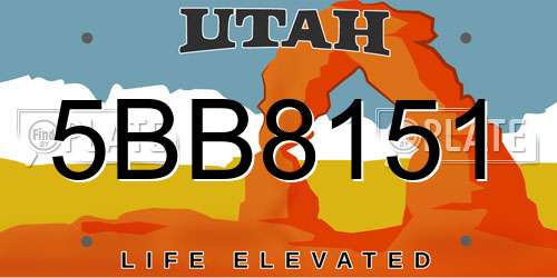 5BB8151 Utah License Plate
