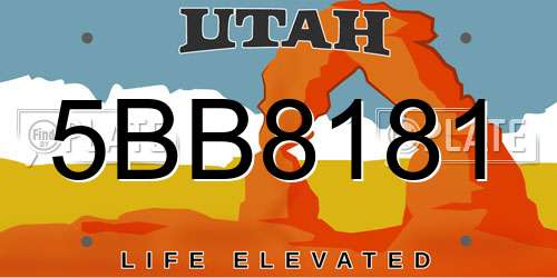 5BB8181 Utah License Plate