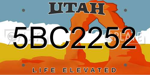 5BC2252 Utah License Plate
