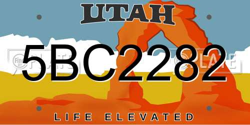 5BC2282 Utah License Plate