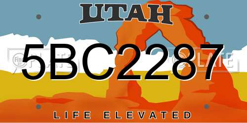 5BC2287 Utah License Plate