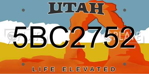 5BC2752 Utah License Plate
