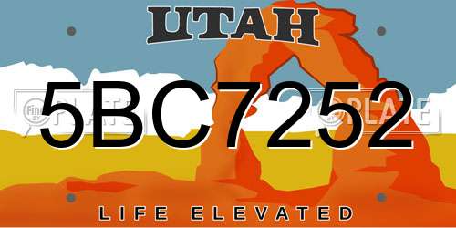 5BC7252 Utah License Plate