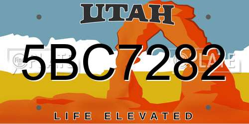 5BC7282 Utah License Plate