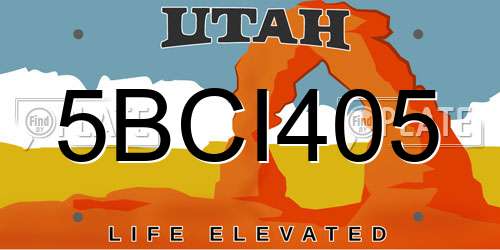 5BCI405 Utah License Plate