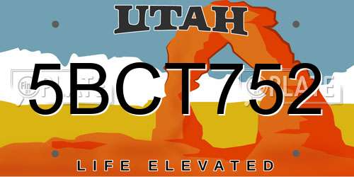 5BCT752 Utah License Plate