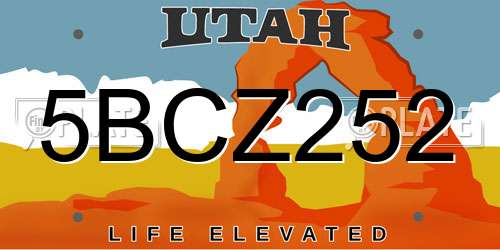 5BCZ252 Utah License Plate