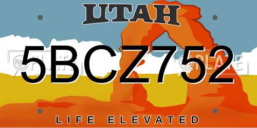 5BCZ752 Utah License Plate