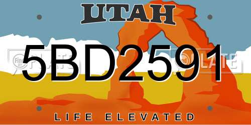 5BD2591 Utah License Plate