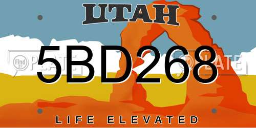 5BD268 Utah License Plate